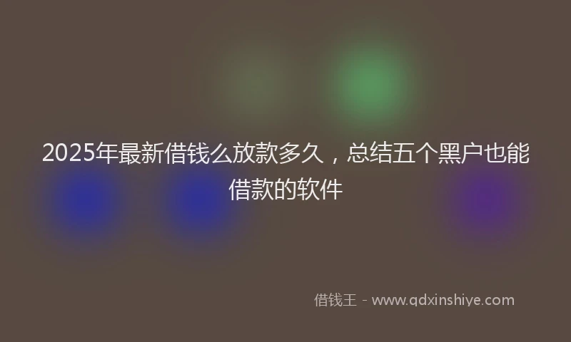 2025年最新借钱么放款多久，总结五个黑户也能借款的软件