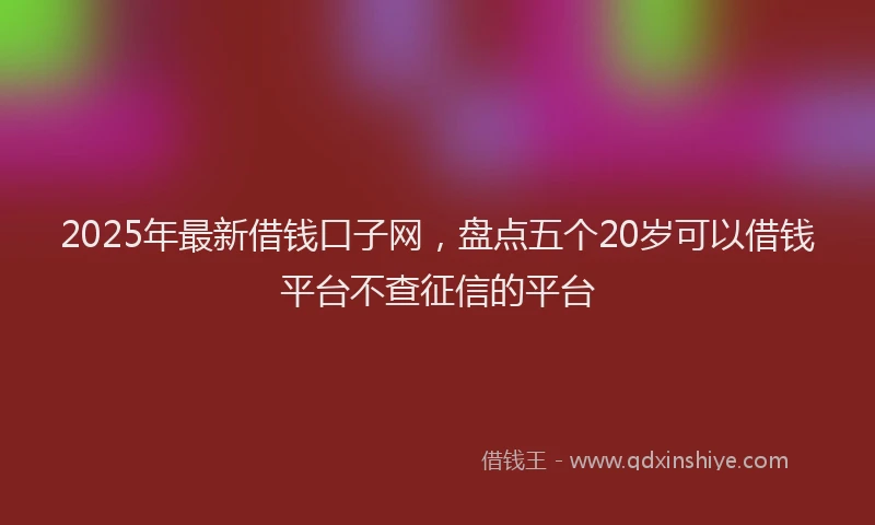 2025年最新借钱口子网，盘点五个20岁可以借钱平台不查征信的平台