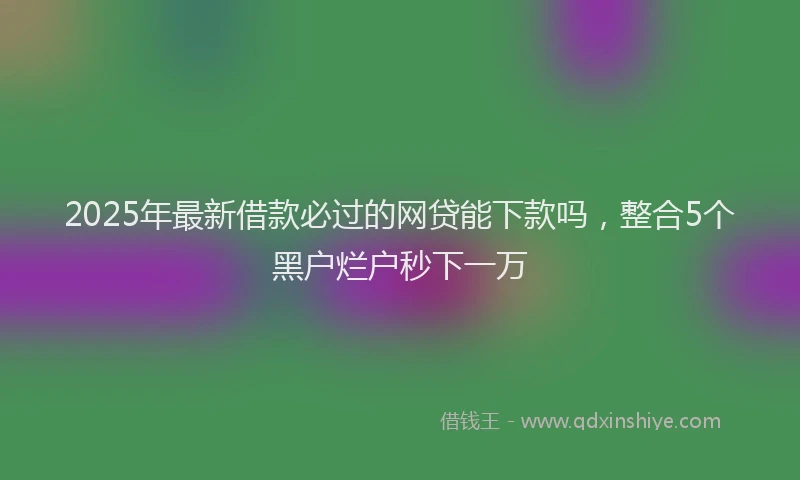 2025年最新借款必过的网贷能下款吗，整合5个黑户烂户秒下一万