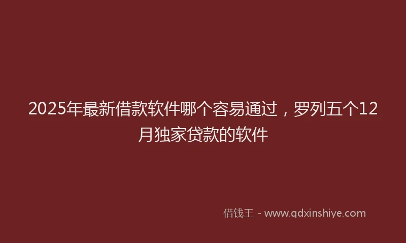 2025年最新借款软件哪个容易通过，罗列五个12月独家贷款的软件