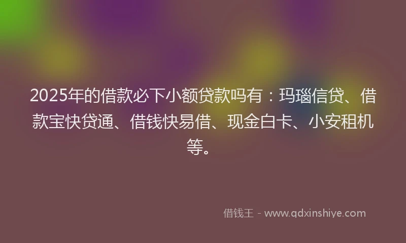 2025年的借款必下小额贷款吗有：玛瑙信贷、借款宝快贷通、借钱快易借、现金白卡、小安租机等。