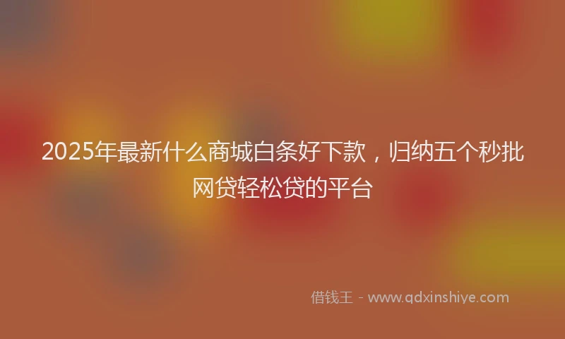 2025年最新什么商城白条好下款，归纳五个秒批网贷轻松贷的平台