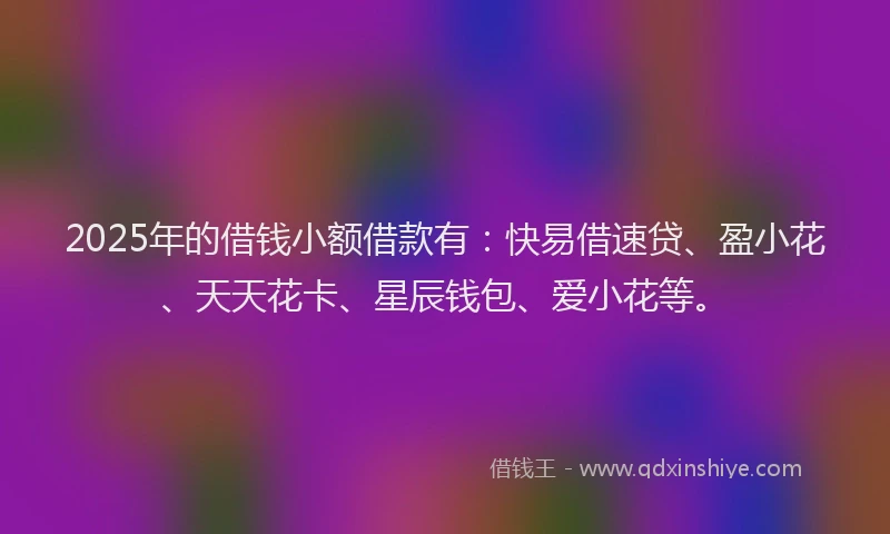 2025年的借钱小额借款有：快易借速贷、盈小花、天天花卡、星辰钱包、爱小花等。