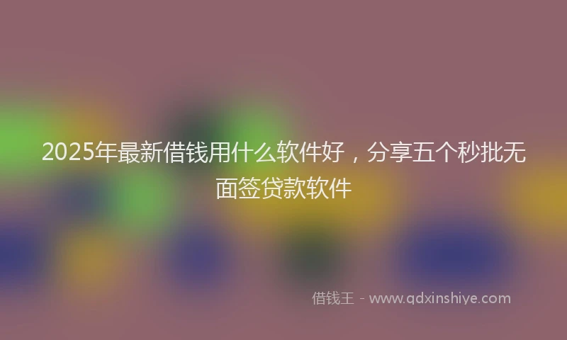 2025年最新借钱用什么软件好，分享五个秒批无面签贷款软件
