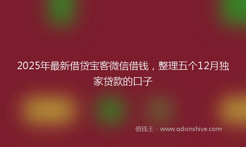 2025年最新借贷宝客微信借钱，整理五个12月独家贷款的口子