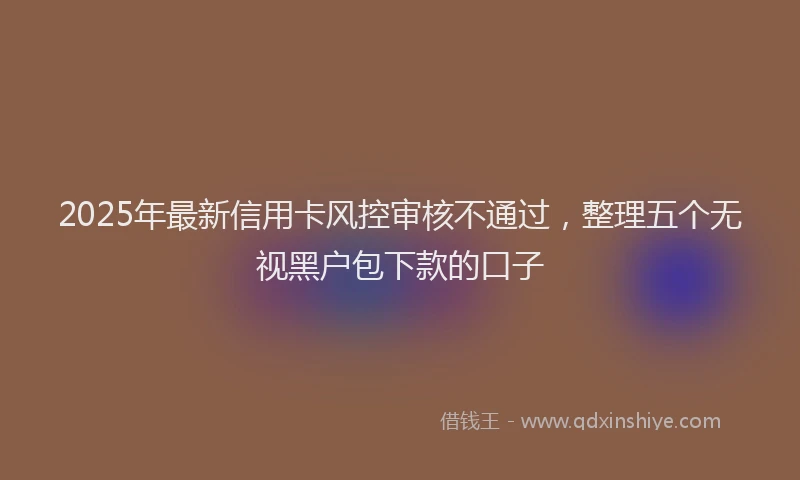 2025年最新信用卡风控审核不通过，整理五个无视黑户包下款的口子