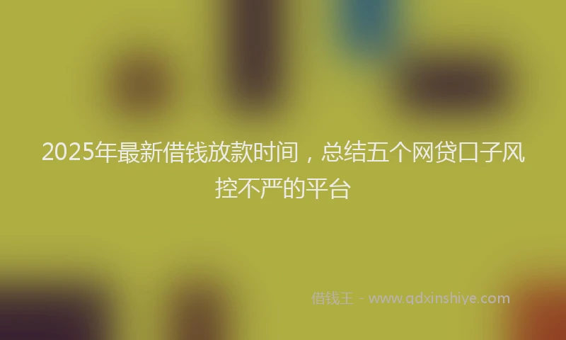 2025年最新借钱放款时间，总结五个网贷口子风控不严的平台