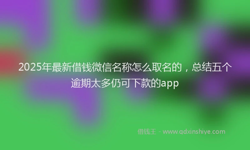 2025年最新借钱微信名称怎么取名的，总结五个逾期太多仍可下款的app