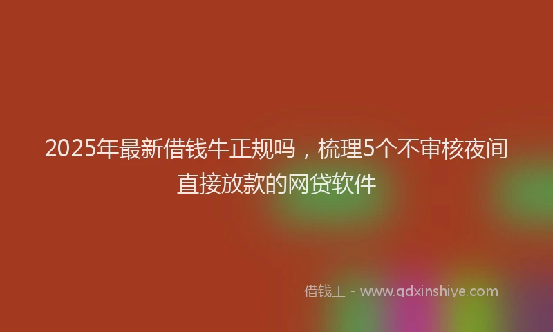 2025年最新借钱牛正规吗，梳理5个不审核夜间直接放款的网贷软件