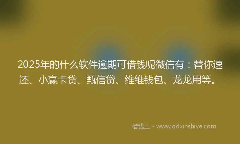 2025年的什么软件逾期可借钱呢微信有：替你速还、小赢卡贷、甄信贷、维维钱包、龙龙用等。