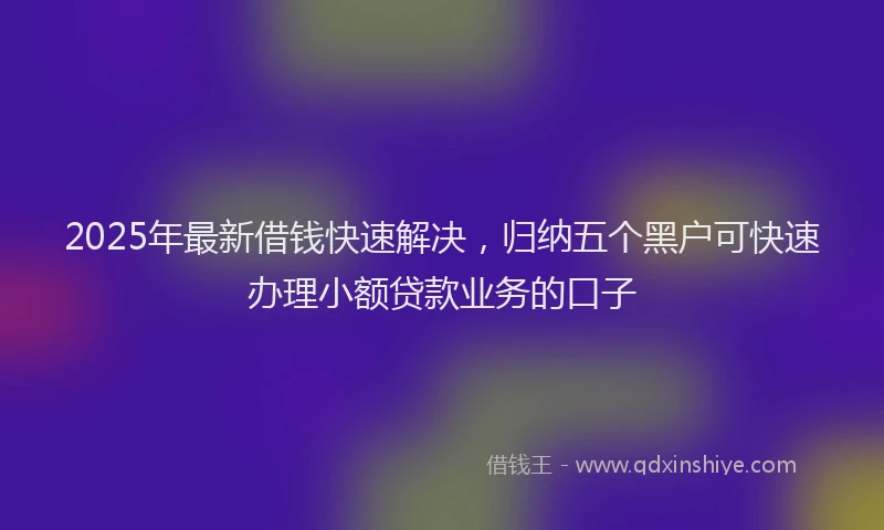 2025年最新借钱快速解决，归纳五个黑户可快速办理小额贷款业务的口子