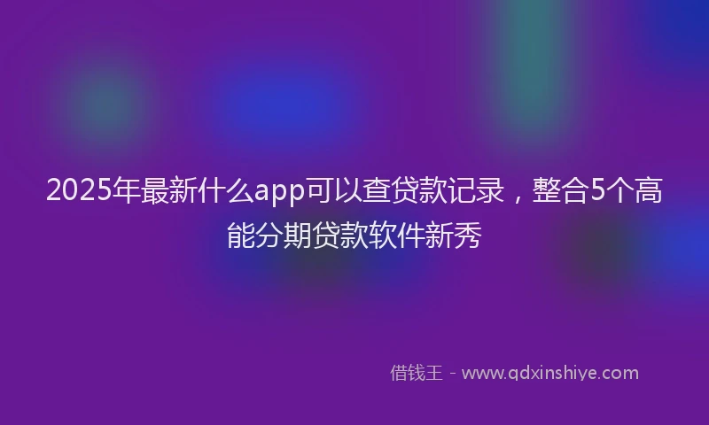 2025年最新什么app可以查贷款记录，整合5个高能分期贷款软件新秀