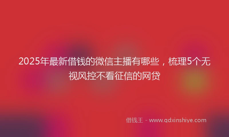 2025年最新借钱的微信主播有哪些，梳理5个无视风控不看征信的网贷