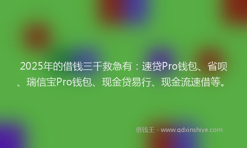 2025年的借钱三千救急有：速贷Pro钱包、省呗、瑞信宝Pro钱包、现金贷易行、现金流速借等。