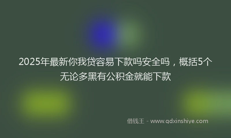 2025年最新你我贷容易下款吗安全吗，概括5个无论多黑有公积金就能下款