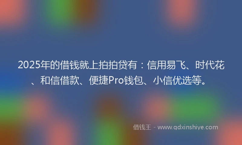 2025年的借钱就上拍拍贷有：信用易飞、时代花、和信借款、便捷Pro钱包、小信优选等。