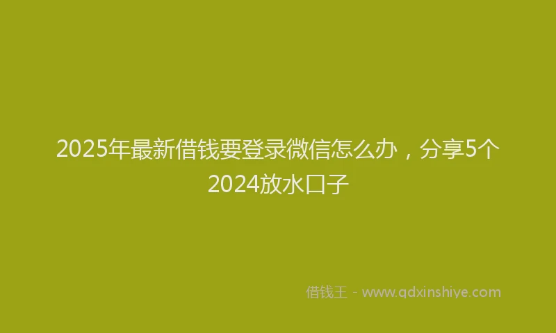 2025年最新借钱要登录微信怎么办，分享5个2024放水口子