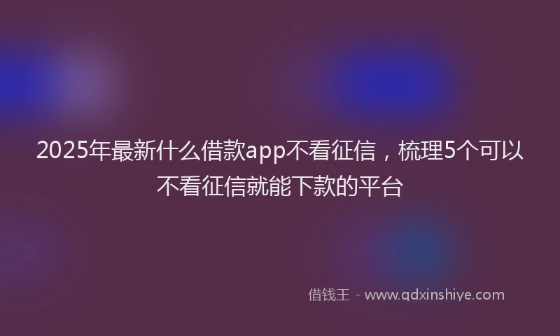 2025年最新什么借款app不看征信，梳理5个可以不看征信就能下款的平台