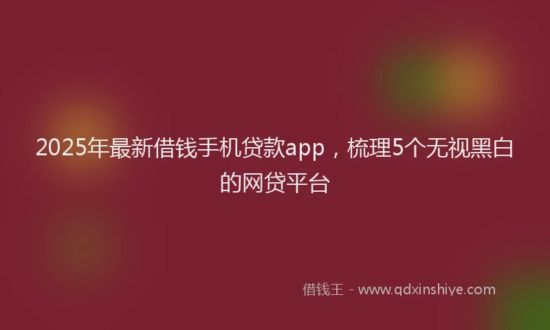 2025年最新借钱手机贷款app，梳理5个无视黑白的网贷平台