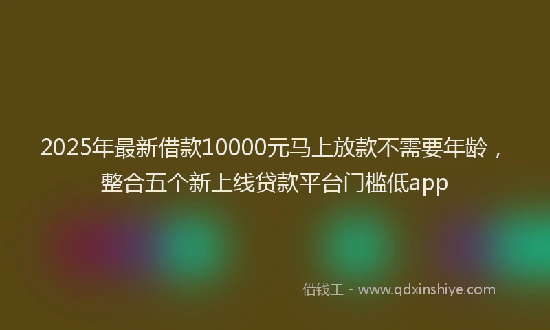 2025年最新借款10000元马上放款不需要年龄，整合五个新上线贷款平台门槛低app