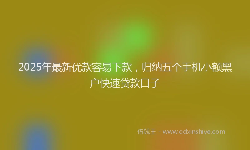 2025年最新优款容易下款，归纳五个手机小额黑户快速贷款口子