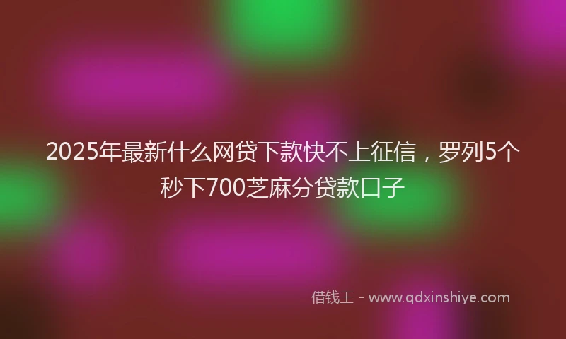 2025年最新什么网贷下款快不上征信，罗列5个秒下700芝麻分贷款口子