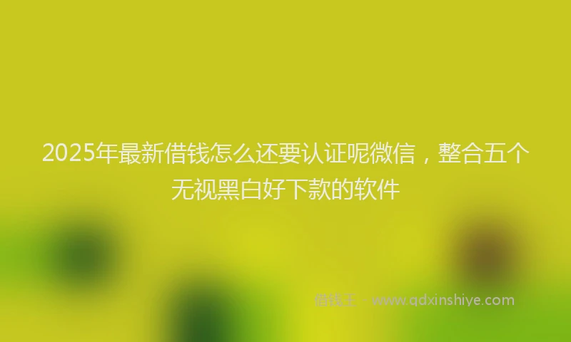 2025年最新借钱怎么还要认证呢微信，整合五个无视黑白好下款的软件