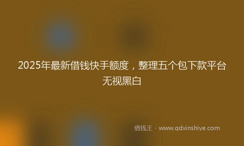 2025年最新借钱快手额度，整理五个包下款平台无视黑白