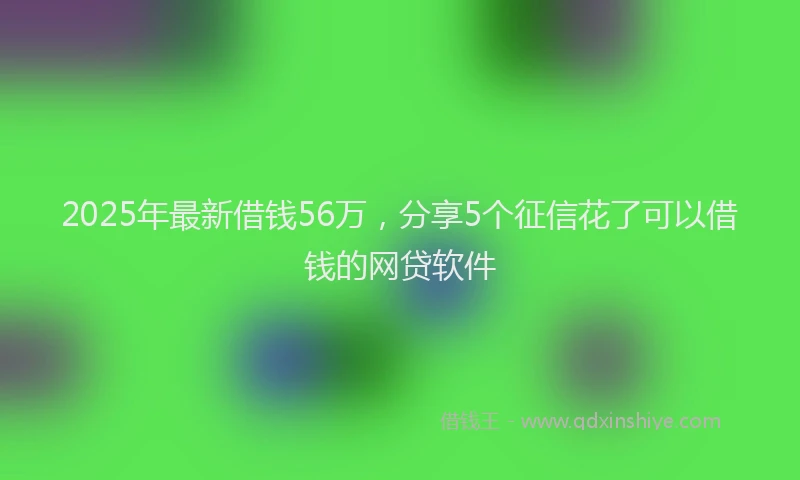 2025年最新借钱56万，分享5个征信花了可以借钱的网贷软件