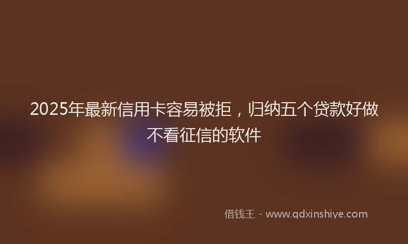 2025年最新信用卡容易被拒，归纳五个贷款好做不看征信的软件