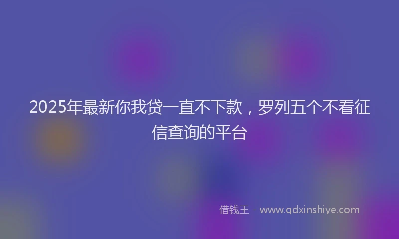 2025年最新你我贷一直不下款，罗列五个不看征信查询的平台