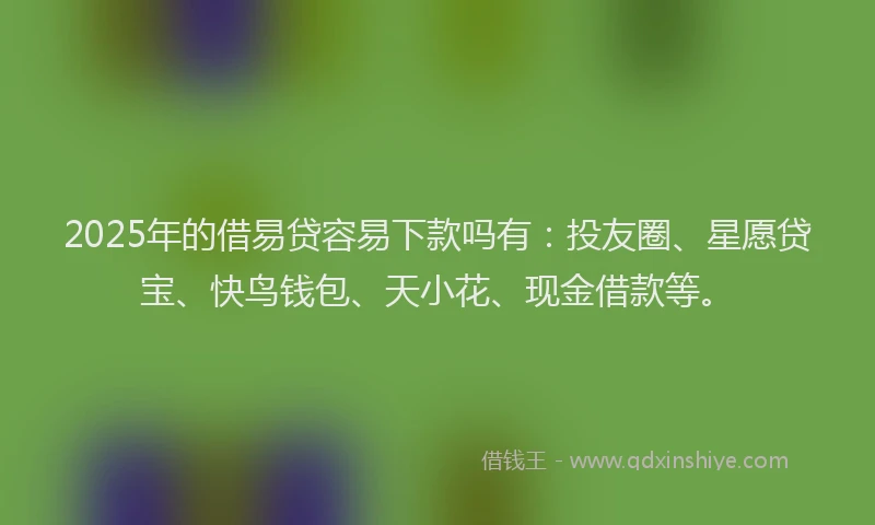 2025年的借易贷容易下款吗有：投友圈、星愿贷宝、快鸟钱包、天小花、现金借款等。