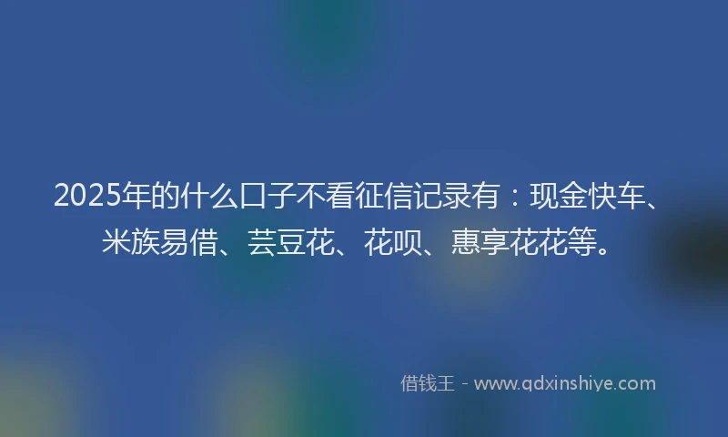 2025年的什么口子不看征信记录有：现金快车、米族易借、芸豆花、花呗、惠享花花等。