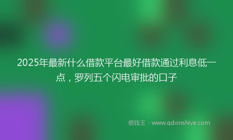 2025年最新什么借款平台最好借款通过利息低一点，罗列五个闪电审批的口子