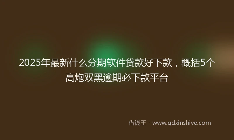 2025年最新什么分期软件贷款好下款，概括5个高炮双黑逾期必下款平台