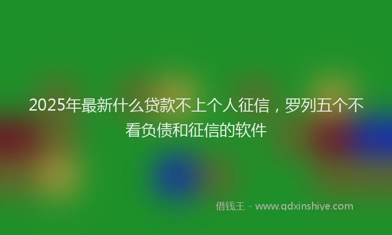 2025年最新什么贷款不上个人征信，罗列五个不看负债和征信的软件