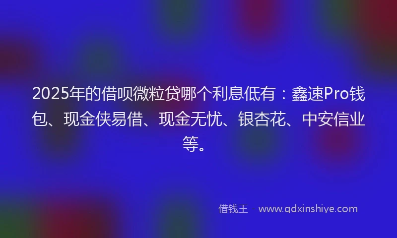 2025年的借呗微粒贷哪个利息低有：鑫速Pro钱包、现金侠易借、现金无忧、银杏花、中安信业等。
