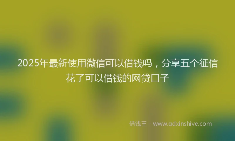 2025年最新使用微信可以借钱吗，分享五个征信花了可以借钱的网贷口子