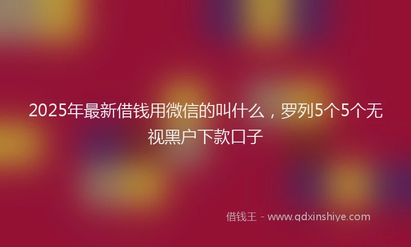 2025年最新借钱用微信的叫什么，罗列5个5个无视黑户下款口子