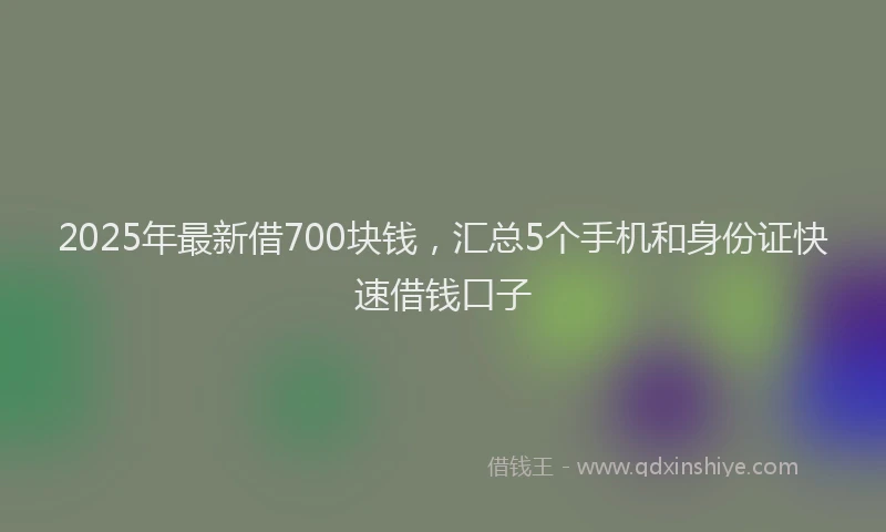 2025年最新借700块钱，汇总5个手机和身份证快速借钱口子