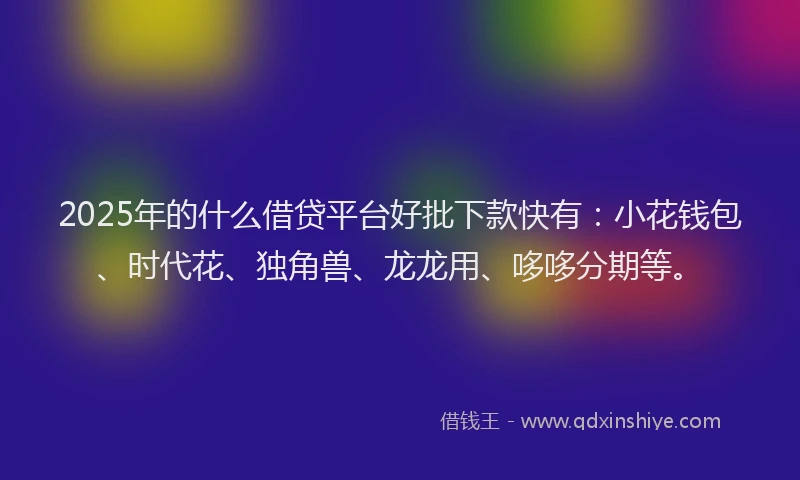 2025年的什么借贷平台好批下款快有：小花钱包、时代花、独角兽、龙龙用、哆哆分期等。