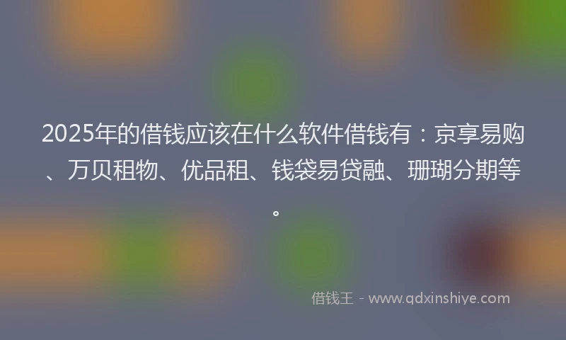 2025年的借钱应该在什么软件借钱有：京享易购、万贝租物、优品租、钱袋易贷融、珊瑚分期等。