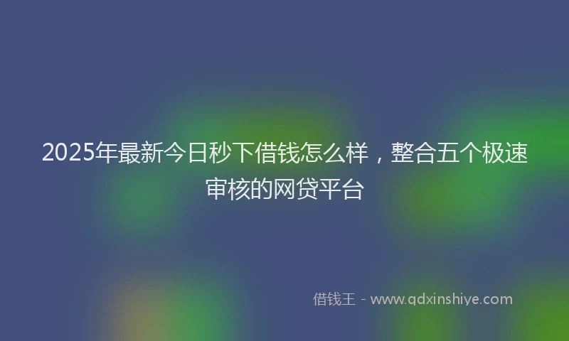2025年最新今日秒下借钱怎么样，整合五个极速审核的网贷平台