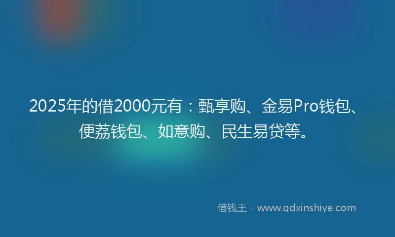 2025年的借2000元有：甄享购、金易Pro钱包、便荔钱包、如意购、民生易贷等。