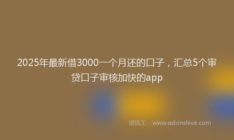 2025年最新借3000一个月还的口子，汇总5个审贷口子审核加快的app
