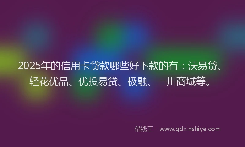2025年的信用卡贷款哪些好下款的有：沃易贷、轻花优品、优投易贷、极融、一川商城等。