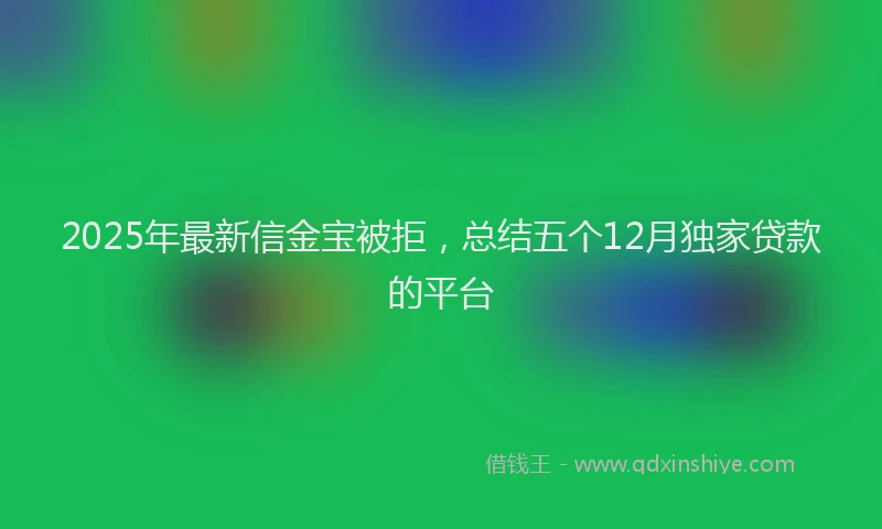 2025年最新信金宝被拒，总结五个12月独家贷款的平台