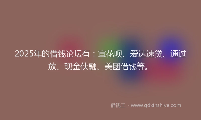 2025年的借钱论坛有：宜花呗、爱达速贷、通过放、现金侠融、美团借钱等。