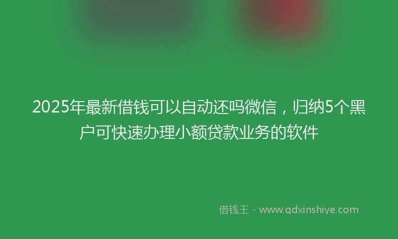 2025年最新借钱可以自动还吗微信，归纳5个黑户可快速办理小额贷款业务的软件