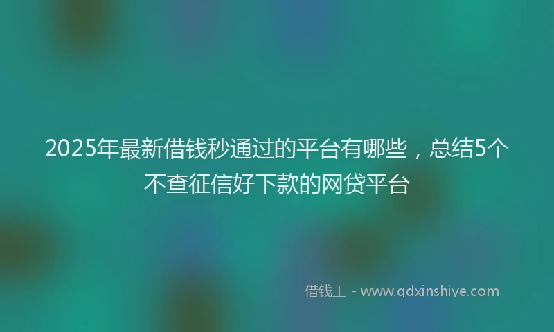2025年最新借钱秒通过的平台有哪些，总结5个不查征信好下款的网贷平台